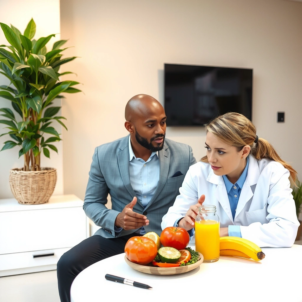 Nutriționistul oferă consultanță personalizată unui client